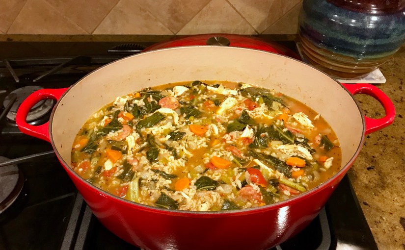 Chicken, Sausage and Rice Gumbo with Collard&nbsp;Greens
